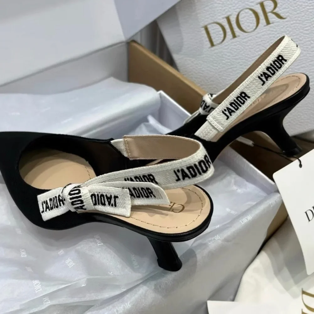 Dior Black Pointed Slingback Heels - Picture 6 of 9